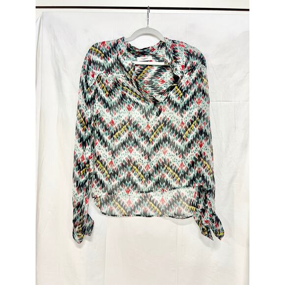 Étoile Isabel Marant Silk Printed Long Sleeve Blouse Multi Women's FR 34 / US 2 - Picture 2 of 4